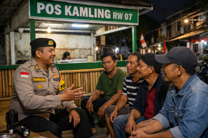 Sambangi Pos Kamling RW 07 Galur, Bhabinkamtibmas Ajak Warga Tingkatkan Kewaspadaan dan Jaga Kamtibmas