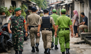 Babinsa Koramil 02/Pondok Gede Sisir Permukiman Warga Bersama Satpol PP dan Linmas, Antisipasi Gangguan Kamtibmas