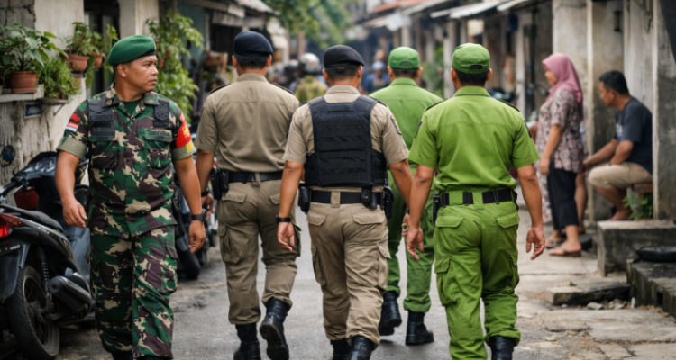 Babinsa Koramil 02/Pondok Gede Sisir Permukiman Warga Bersama Satpol PP dan Linmas, Antisipasi Gangguan Kamtibmas