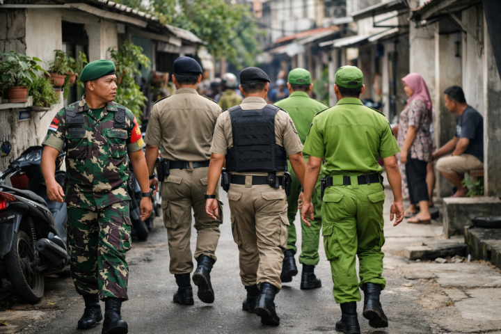 Babinsa Koramil 02/Pondok Gede Sisir Permukiman Warga Bersama Satpol PP dan Linmas, Antisipasi Gangguan Kamtibmas