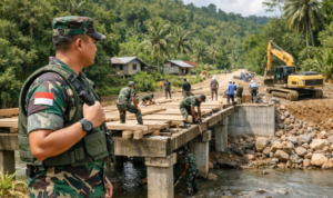 Dansatgas TMMD Ke-129 Tinjau Langsung Rehab Jembatan di Kampung Sesor, Pastikan Pembangunan Tepat Sasaran dan Berkualitas