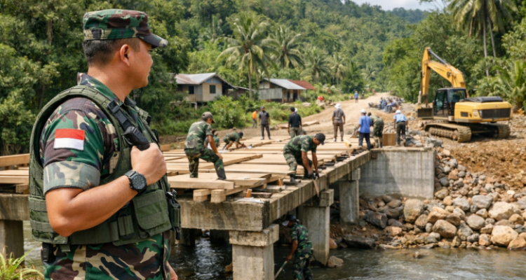 Dansatgas TMMD Ke-129 Tinjau Langsung Rehab Jembatan di Kampung Sesor, Pastikan Pembangunan Tepat Sasaran dan Berkualitas