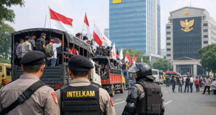 Unit Intelkam Monitoring dan Amankan Keberangkatan Massa Aksi ke PT PLN dan Mabes Polri