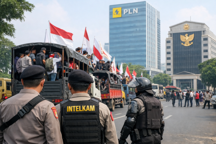 Unit Intelkam Monitoring dan Amankan Keberangkatan Massa Aksi ke PT PLN dan Mabes Polri