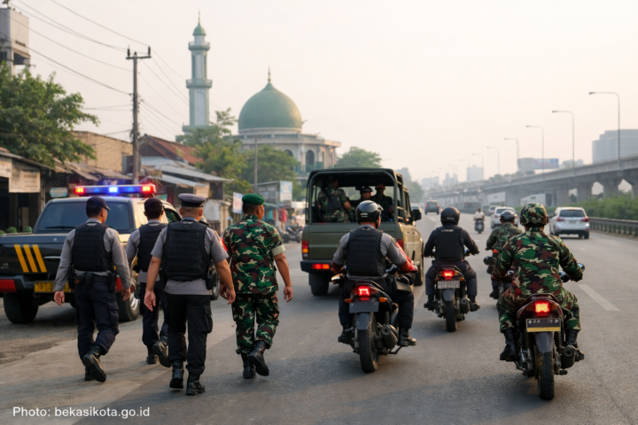 Patroli Sinergi Bersama Polri, Koramil 05/Bantar Gebang Antisipasi Perkembangan Situasi Keamanan Wilayah