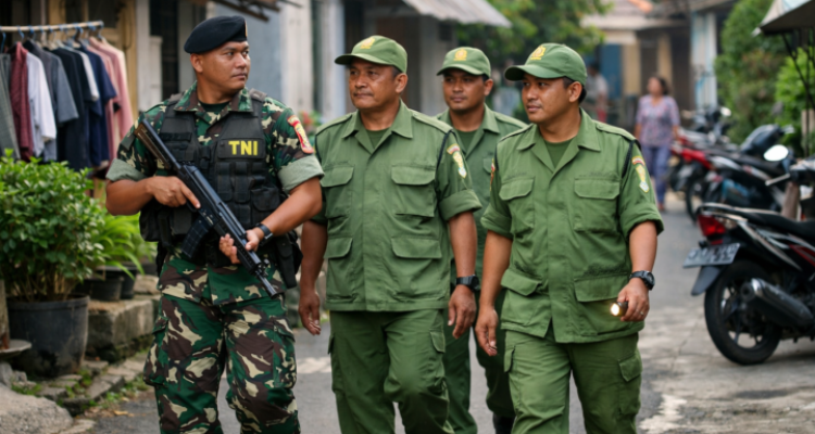 Babinsa Koramil 04/Jati Asih Sisir Permukiman Warga Bersama dan Linmas, Antisipasi Gangguan Kamtibmas